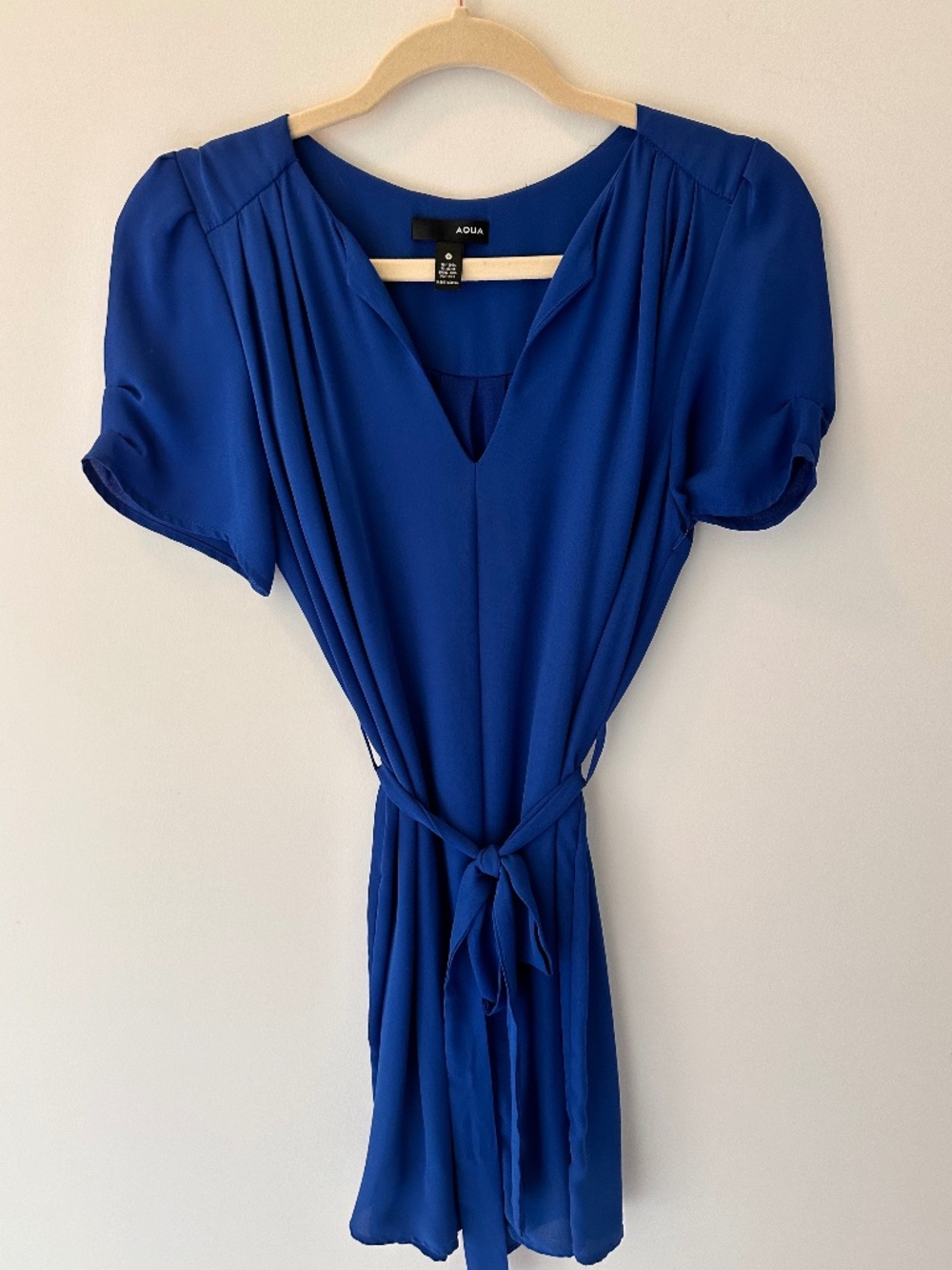 EUC / Never worn - Blue Belted V-neck Mini Dress by Aqua - size S